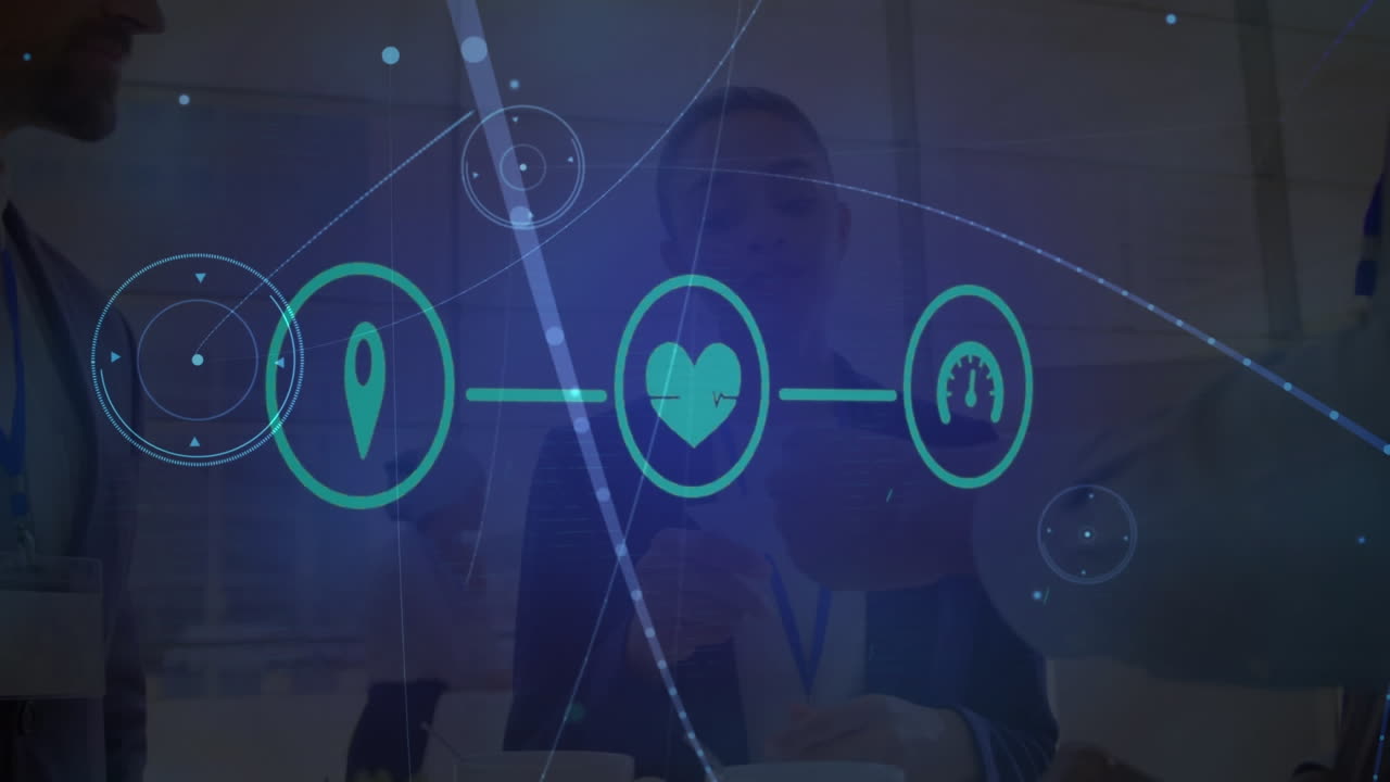 연결 네트워크를 통해 사업가와 아이콘의 애니메이션