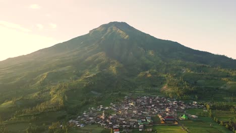 mount sumbing with rural view countryside and tobacco plantations