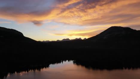 summer sunset over lake tahoe in california, usa - aerial drone shot