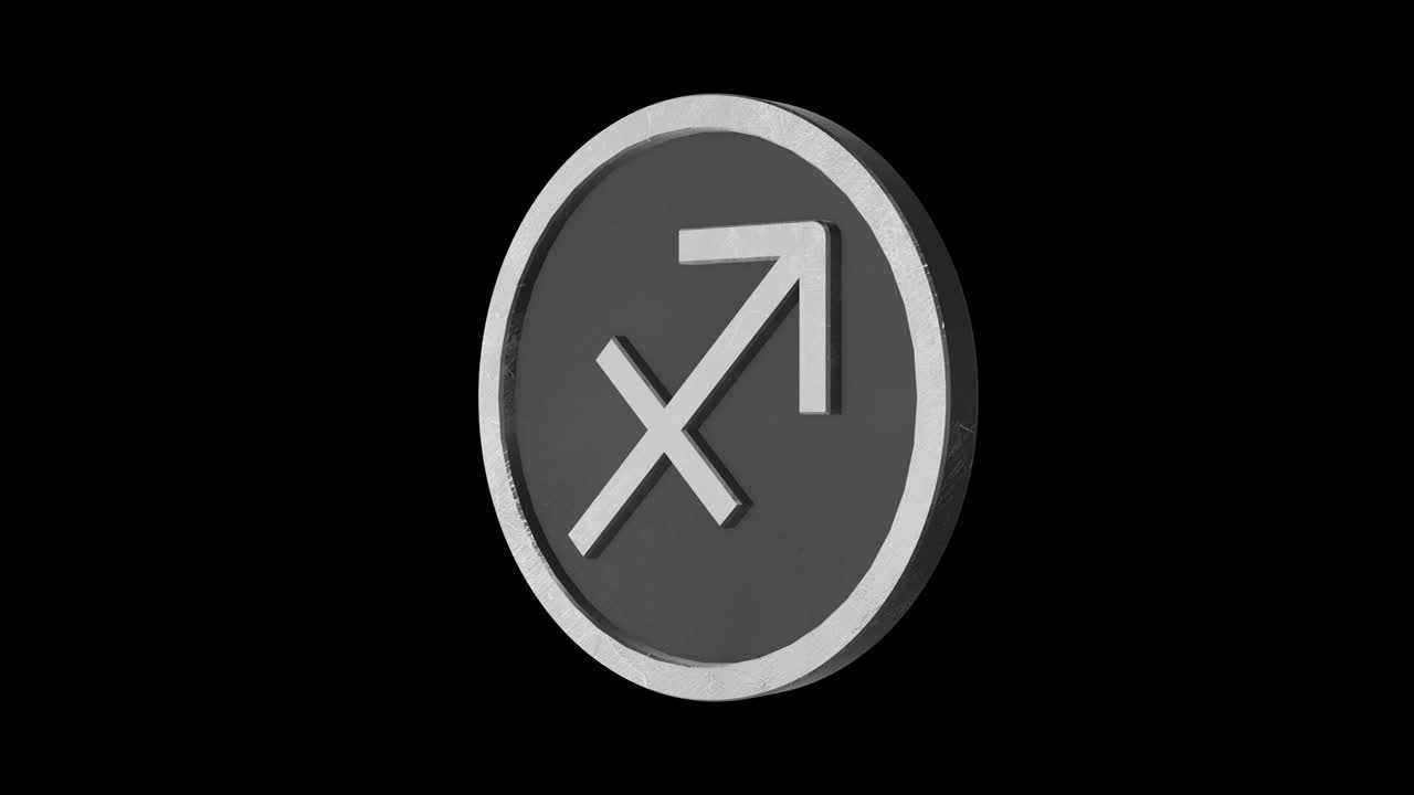 Sagittarius zodiac sign medallion. Metal zinc. Alpha channel