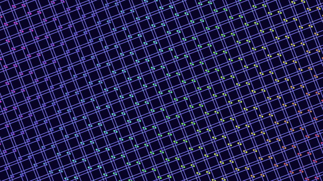 cuadrícula colorida que cruza líneas en azul, púrpura y rosa