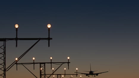 airplane landing at night