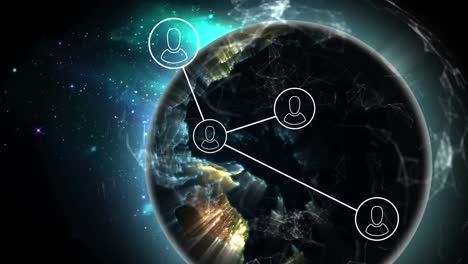 Animation-Des-Globus,-Netzwerk-Von-Verbindungen-Und-Datenverarbeitung