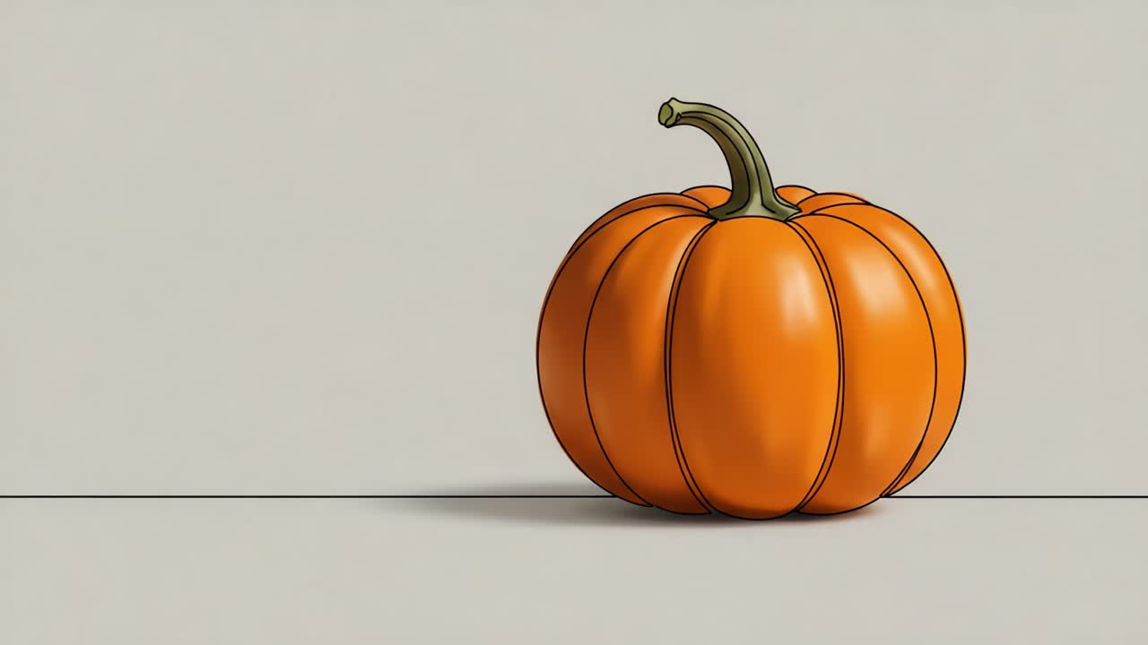 Artistic Representation of a Vibrant Orange Pumpkin on a Neutral Background Highlighting Its Distinct Shape and Texture in an Engaging Visual Style