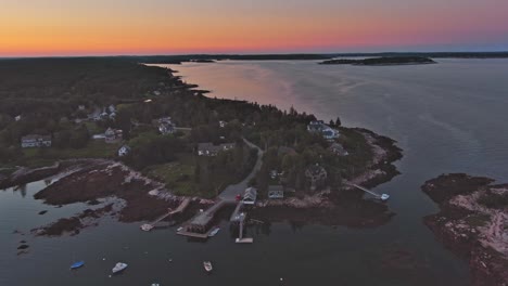 wide establishing aerial of cape habor at sunset