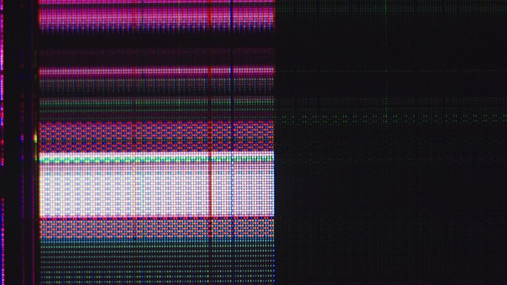 Broken flickering LCD display macro view