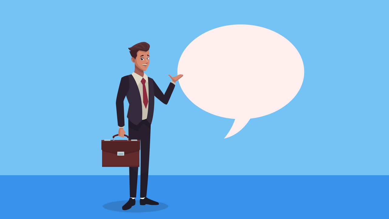 elegant businessman worker with speech bubble