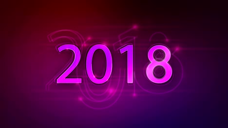 loop animatie cadeau nieuwjaar 2018 groet lens flare volg tekst streep op roze en paarse achtergrond