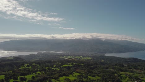 stunning slow aerial drone footage of tahiti island from mountain top