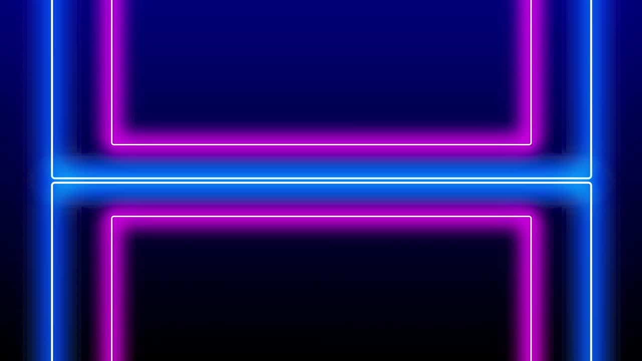 Loop of electric neon light colorful blue pink square rectangle frame motion effect. Futuristic disco techno 3D loop blue pink laser light frame stage seamless loop background