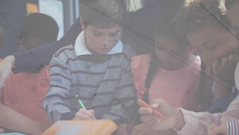 animación de la red de conexiones sobre los niños en edad escolar