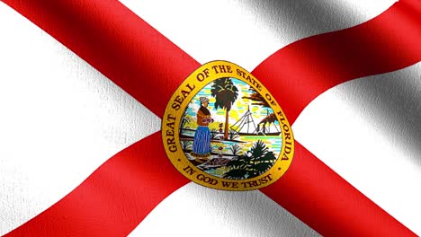 bucle sin costura 4k vdo. bandera del estado de florida en los estados unidos de américa, estados unidos, soplando en el viento aislado. diseño abstracto patriótico oficial. ilustración de renderización 3d del símbolo de señal ondulante.