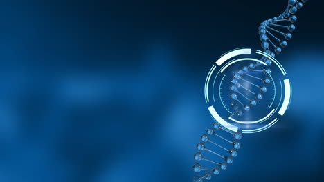 animación del escaneo del alcance sobre la cadena de adn sobre fondo azul