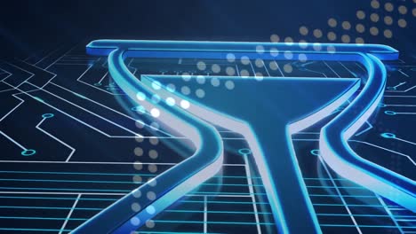 animazione dell'icona della clessidra con punti sulla scheda di circuito del computer