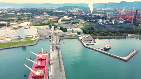 aerial drone view of port kembla, in the illawarra region of nsw