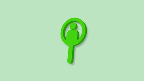 magnifying glass for search a people 3d icon isolated on green background. recruitment or selection concept. search for employees and job. 4k