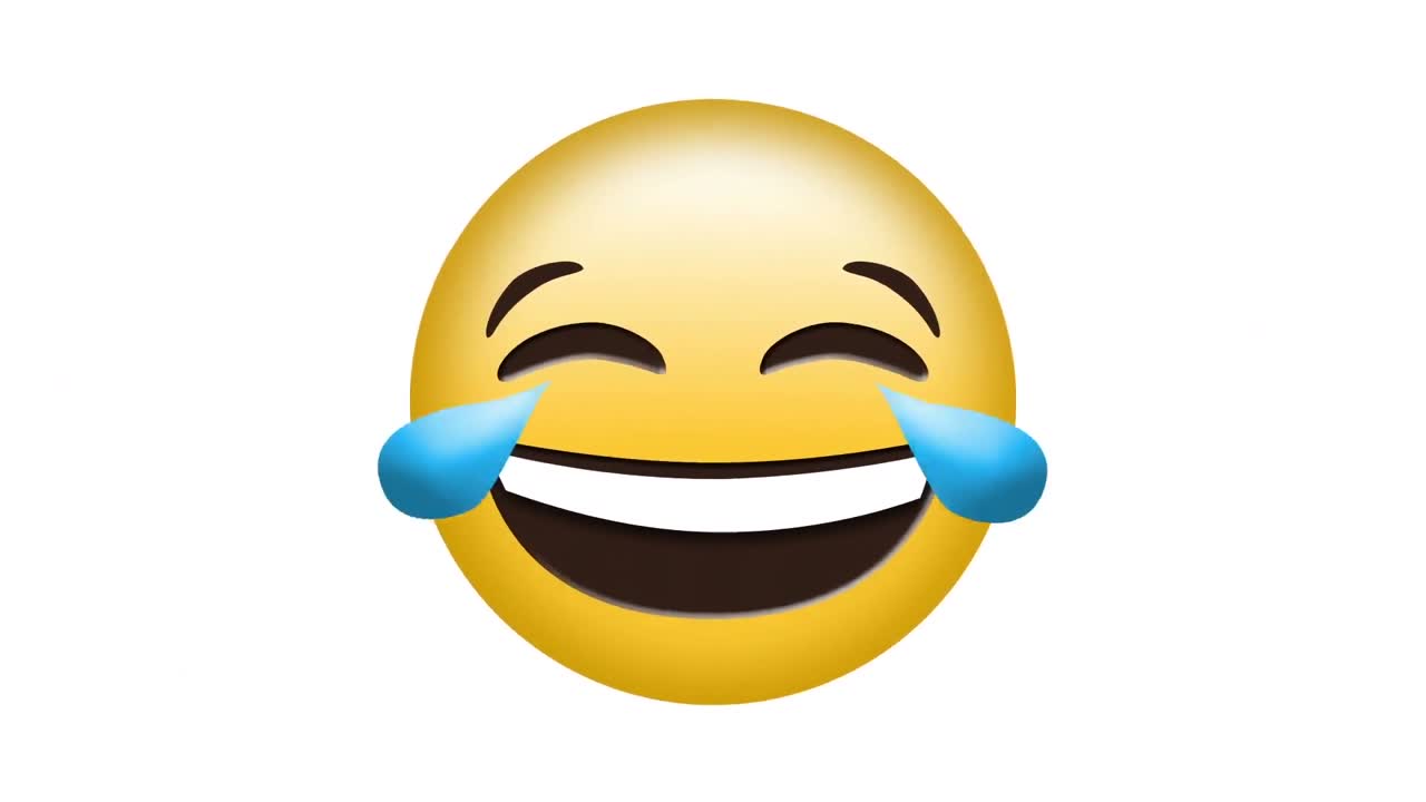 Animation of red pattern over smiling emoji icon on white background