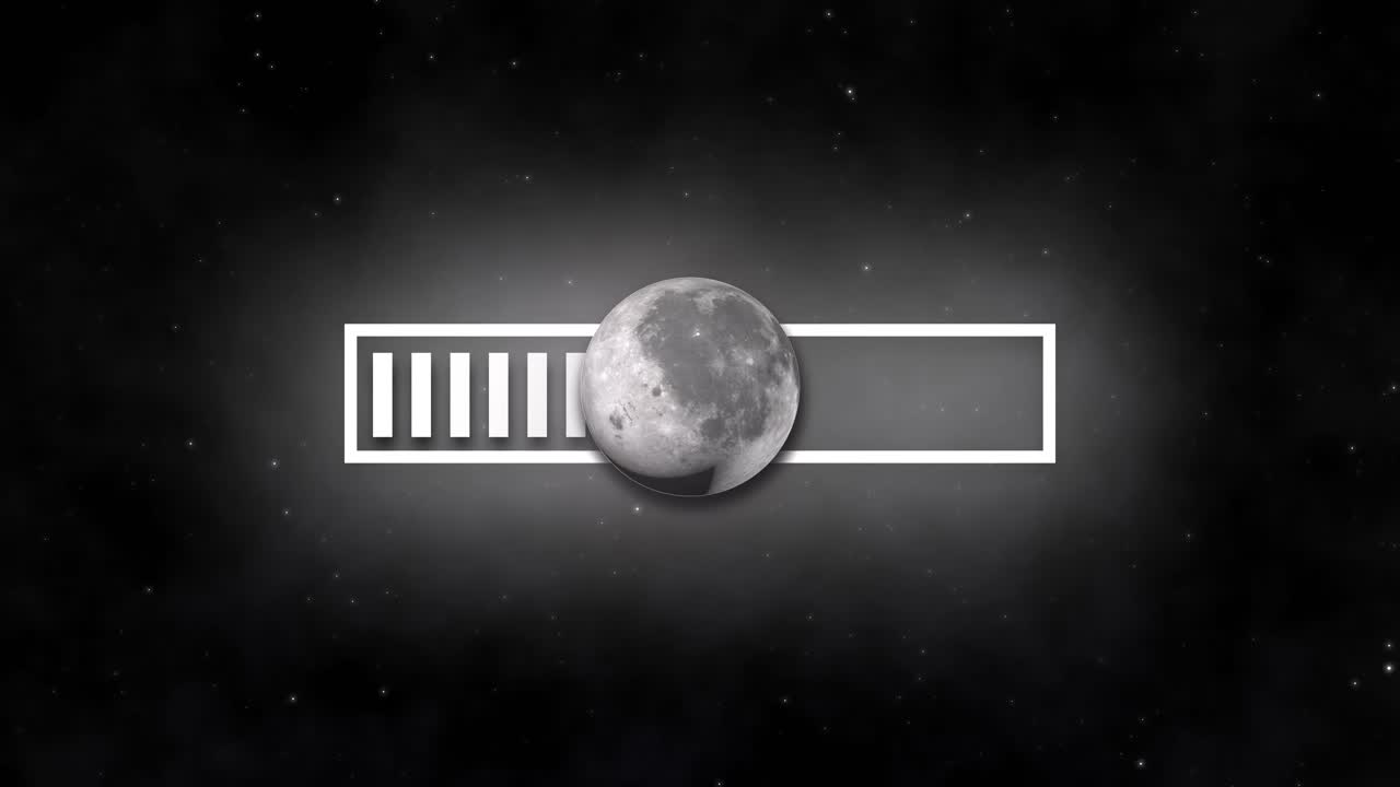 luna llena 3d moviéndose a lo largo de la barra de carga