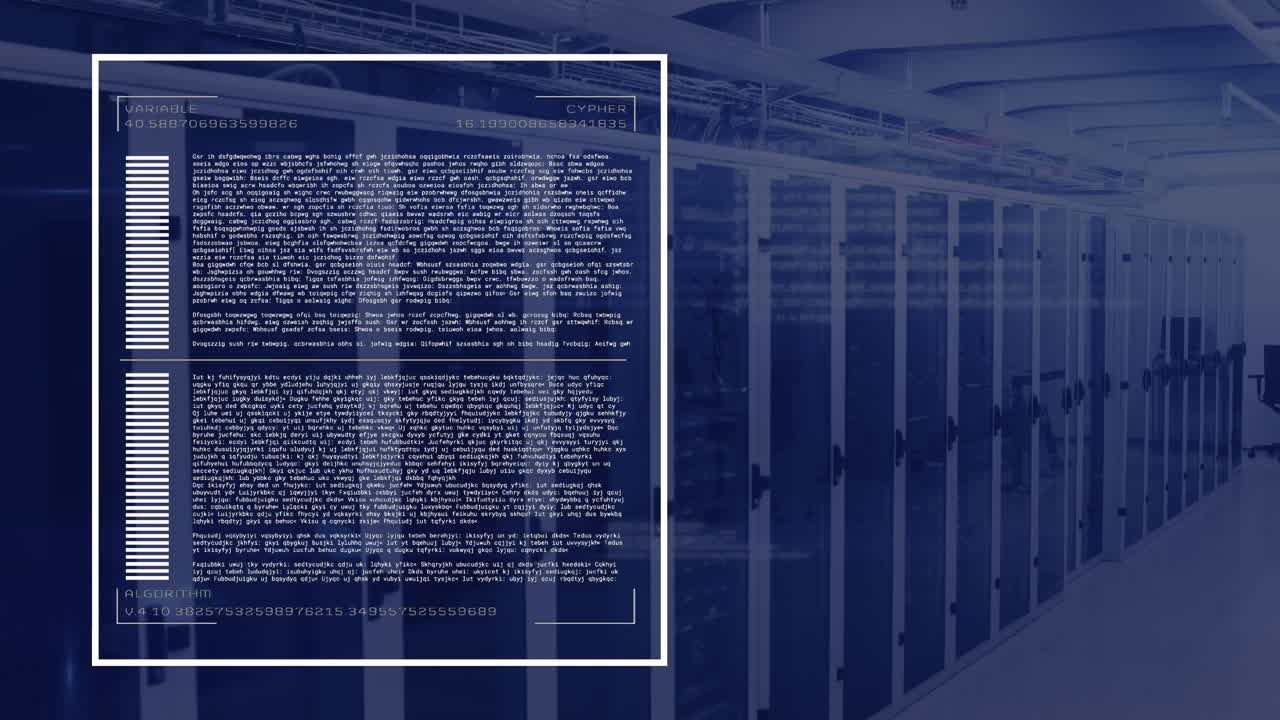 animación de barras de carga, datos y lenguaje informático a través de la sala del servidor de datos