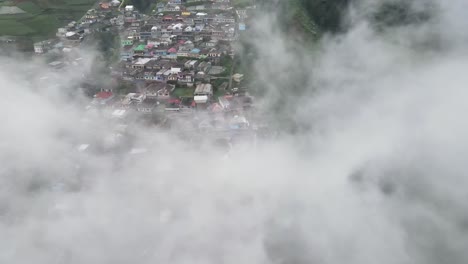 aerial view, nepal van java which is a tourist village on the slopes of mount sumbing, magelang, central java