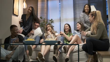 friends enjoying a movie night at home