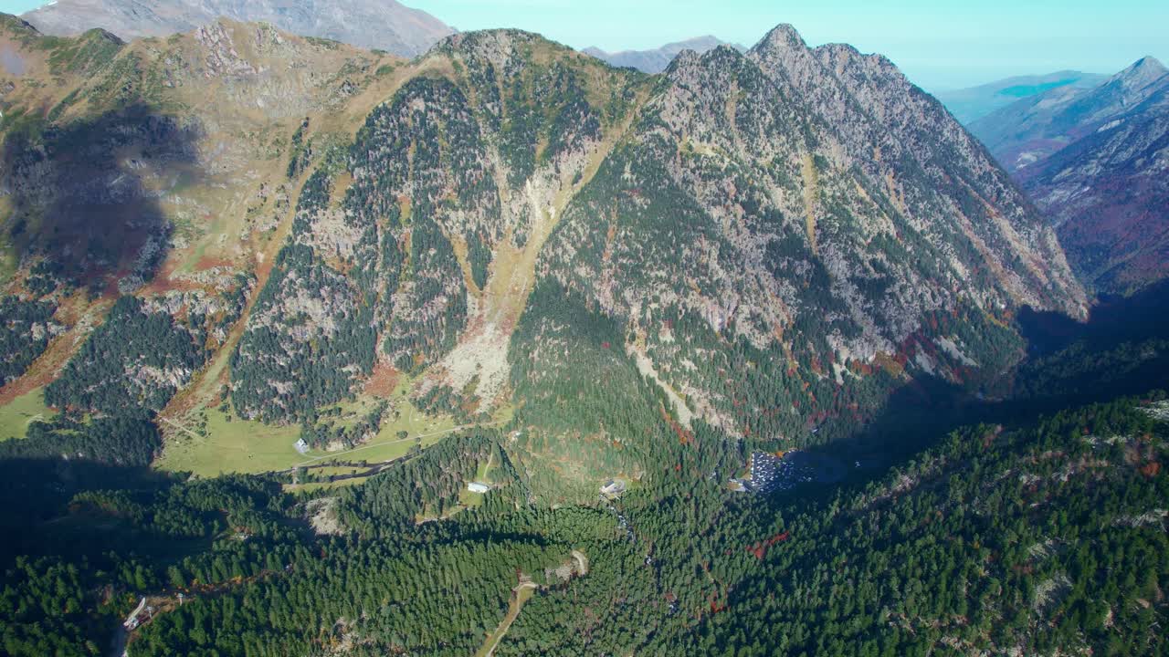 Breathtaking aerial view of Lake Gaube in the wild Pyrenees mountains