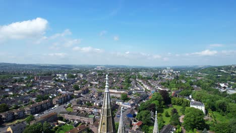 Gothic-Saint-Fin-Barre's-Cathedral-and-Cork-city-centre-at-sunny-day-in-Ireland