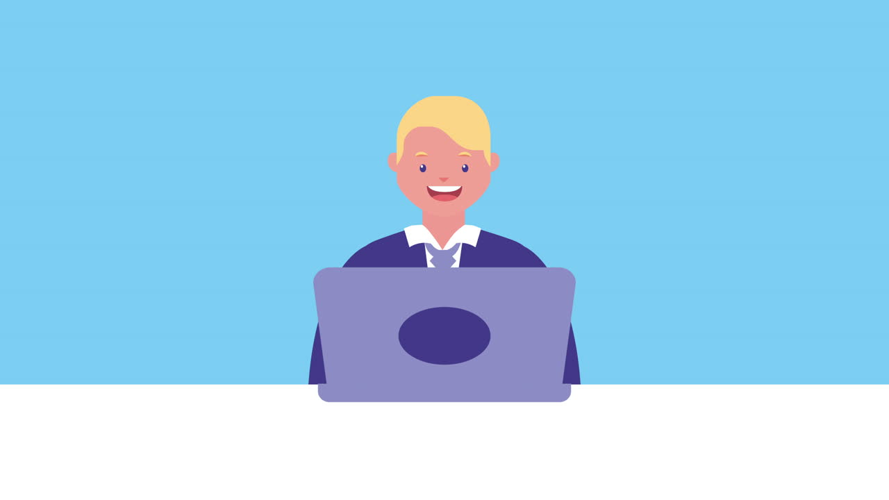 businessman with laptop avatar character