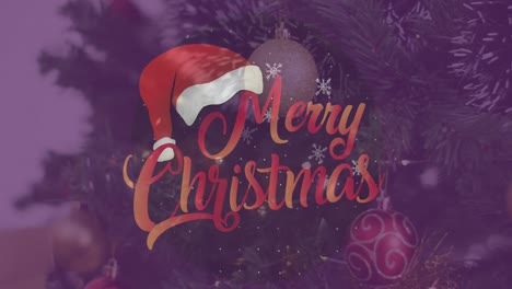 Animation-of-merry-christmas-text-over-christmas-tree