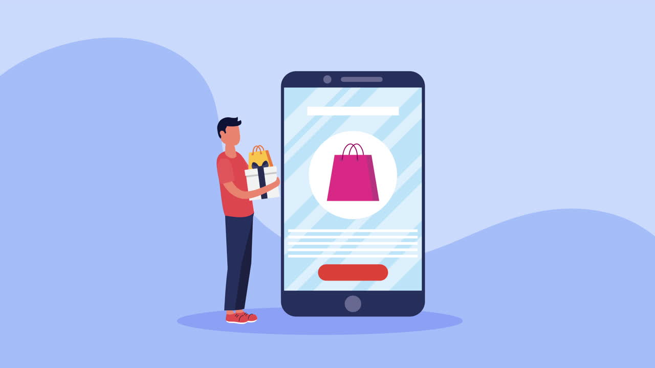 Illustrazione di app mobile per acquisti online