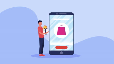 online shopping mobile app illustration