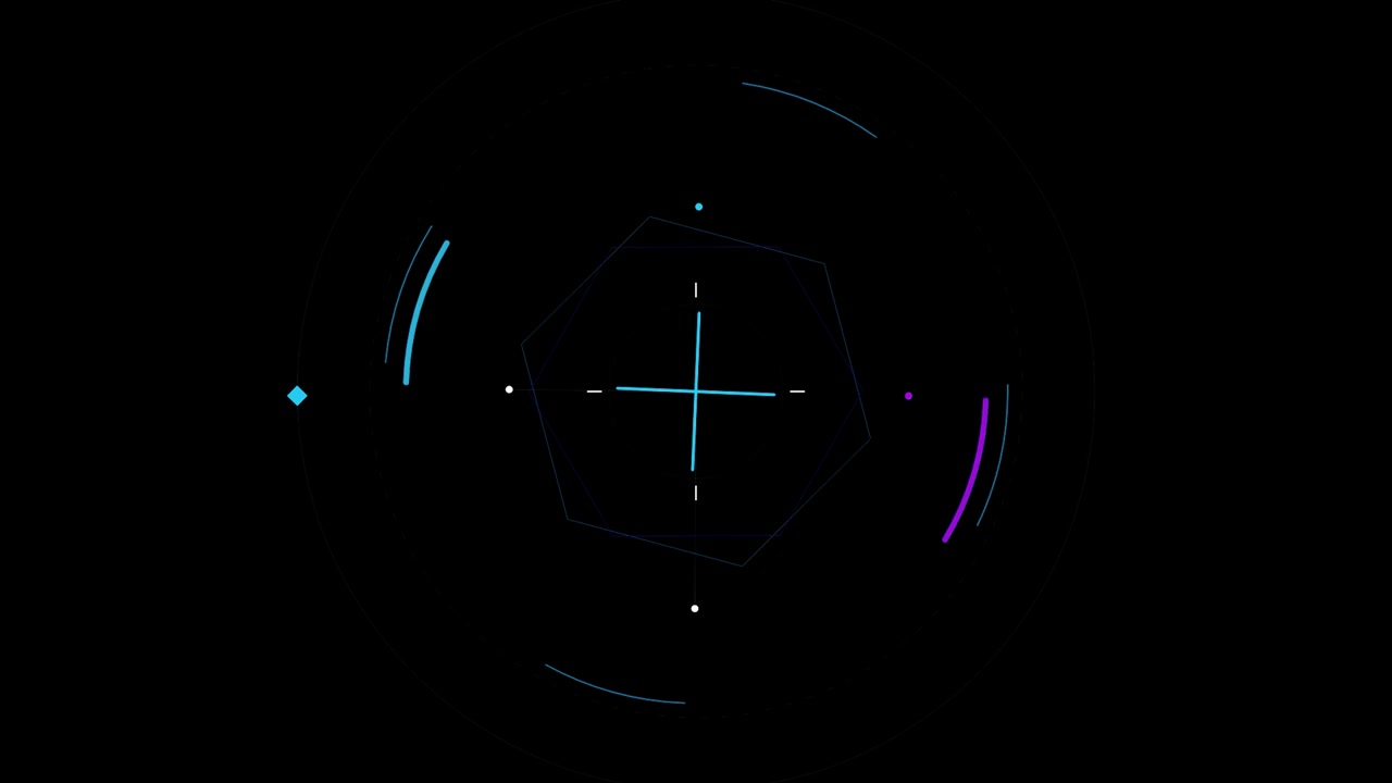 Abstract Digital HUD Interface with Rotating Geometric Elements