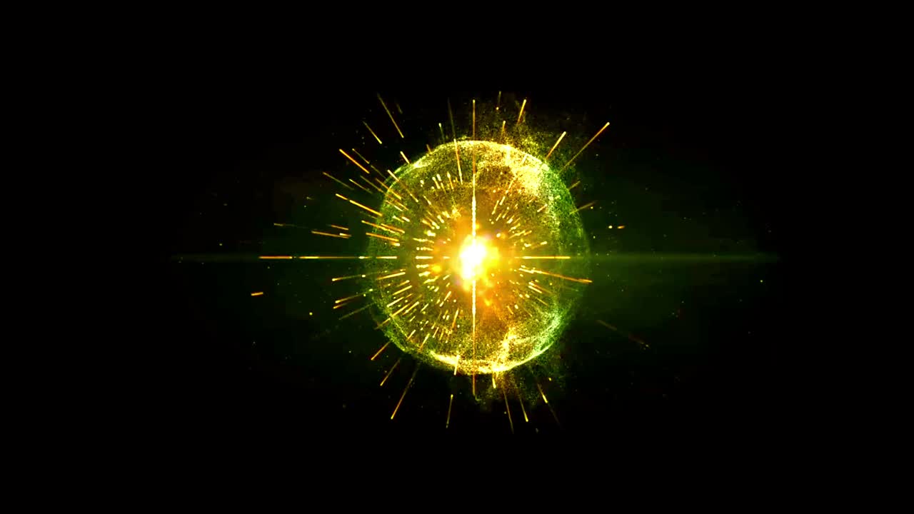 Animation orange light ball on black background.