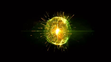animation orange light ball on black background.