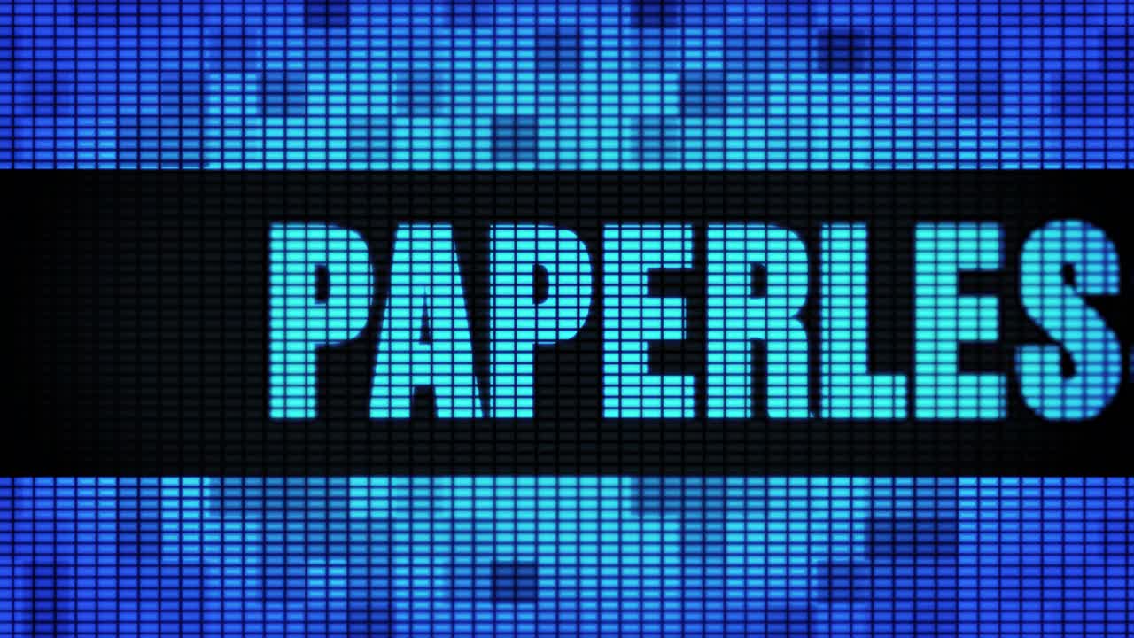 Senza carta visualizzato su uno schermo LED blu