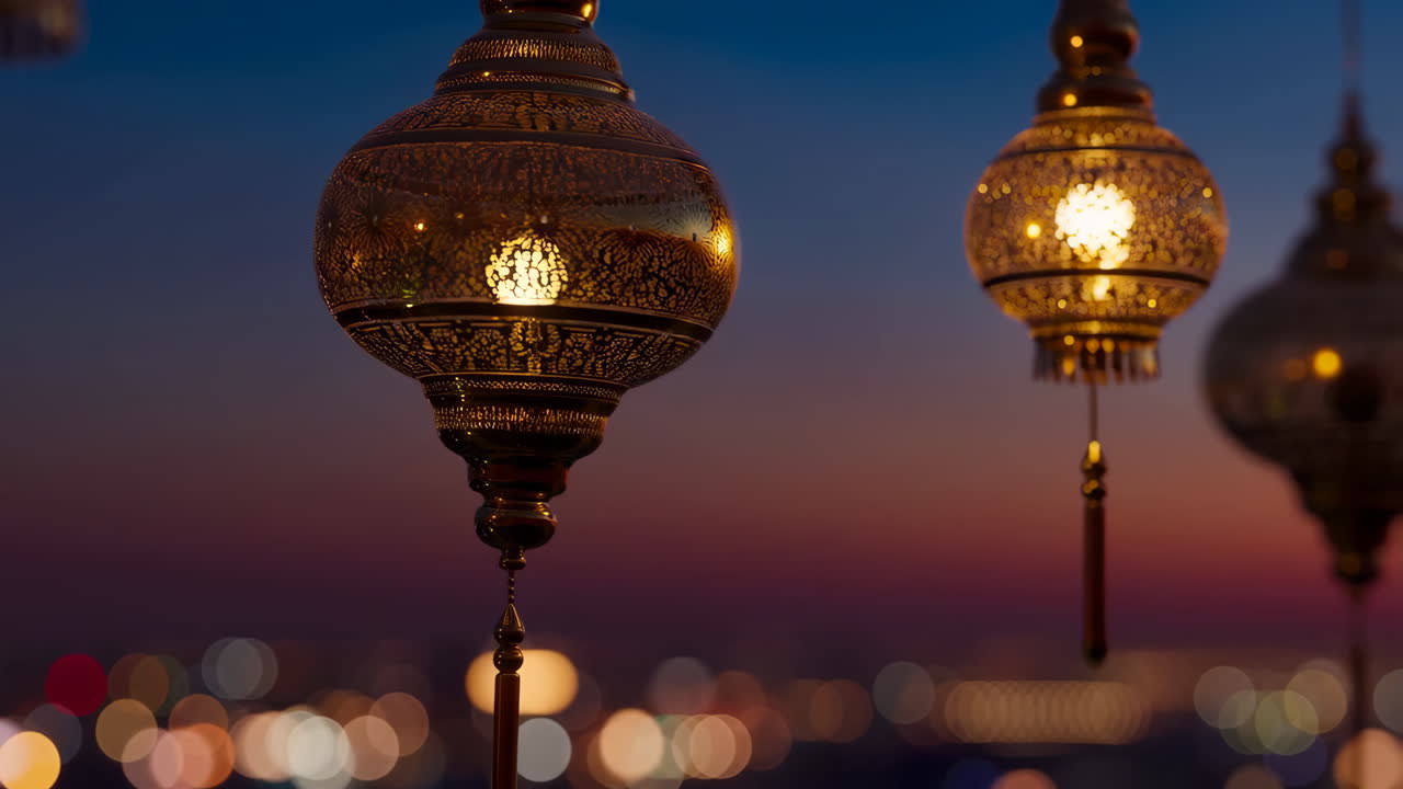 Decorative Lanterns at Night