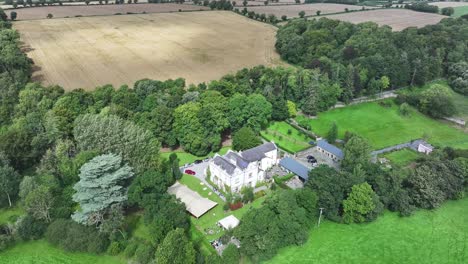 aerial of estate in rural landscape