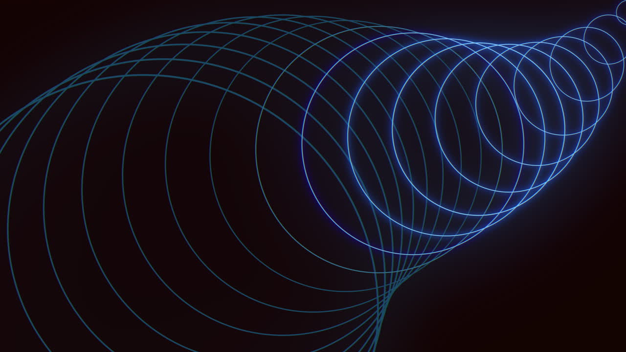 검은 바탕에 추상적인 파란색 파동선