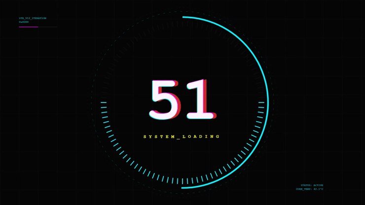 Digital System Loading Progress Bar With Percentage Counter