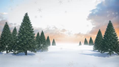 Animation-Von-Schnee,-Der-über-Die-Winterlandschaft-Fällt