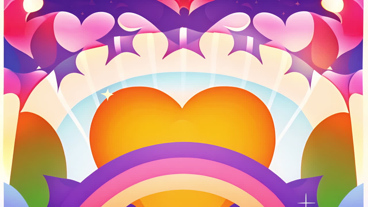 Vibrant Abstract Heart and Rainbow Illustration