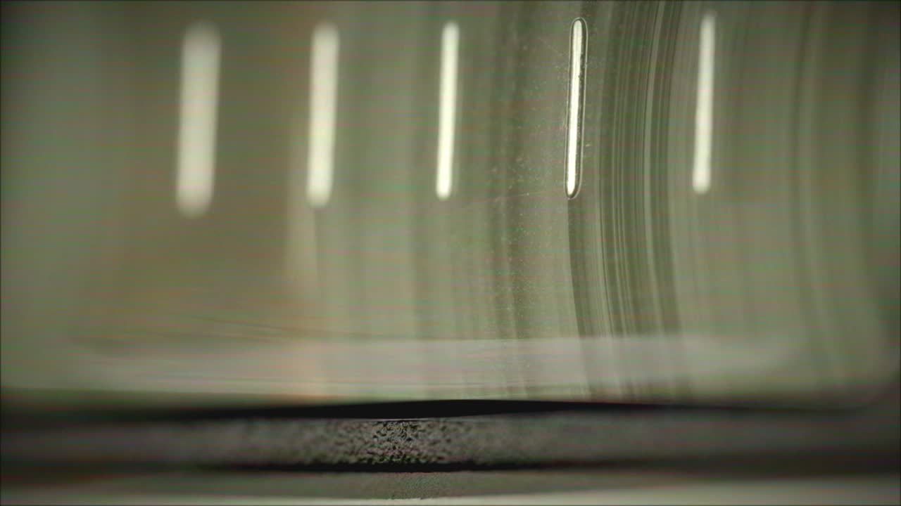 Close-up of an old machine's reflection and detail