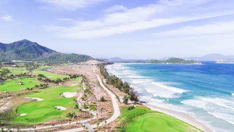 aerial view dolly of the beach bãi biển bình tiên.