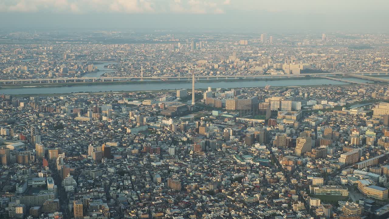 Tokyo City From The Observation Decks Of Tokyo Skytree In Sumida, Tokyo, Japan. High Angle Shot