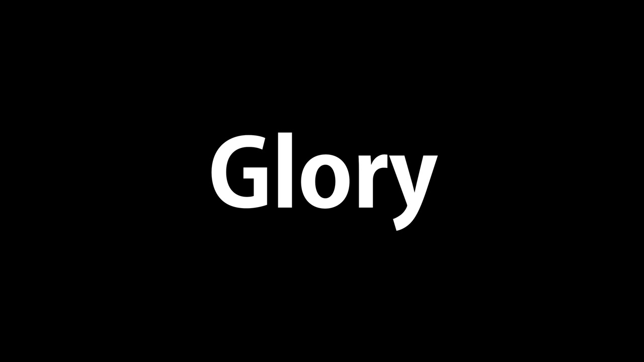 Animazione del testo "Gloria" in motion graphics