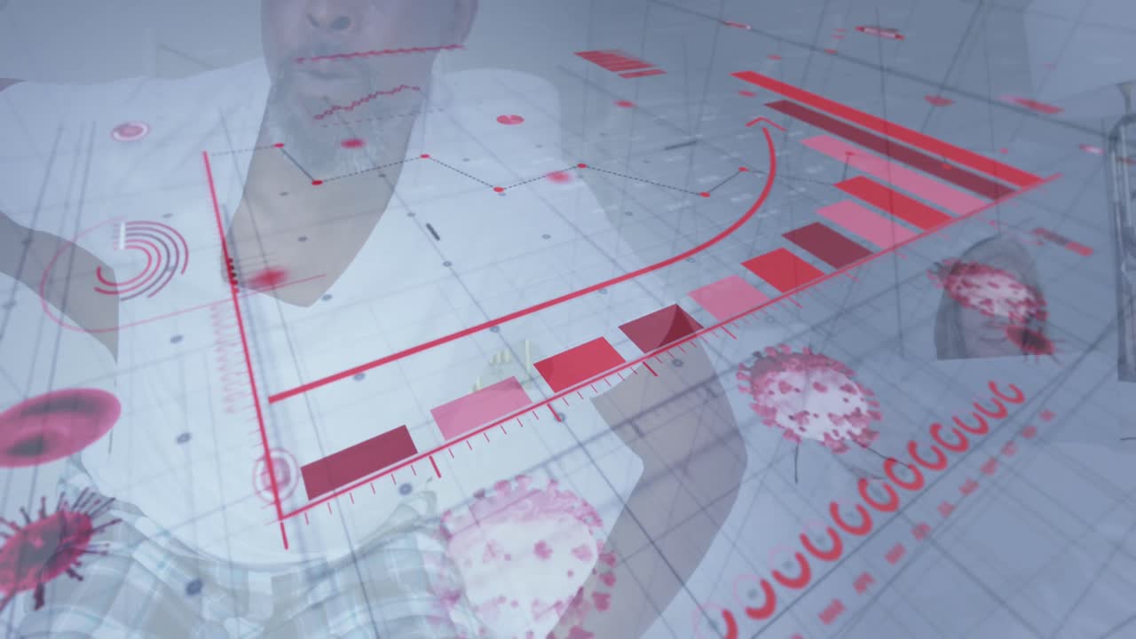 animación de las células de covid 19 a través del procesamiento de datos