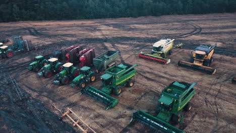 farm equipment and machinery in a field