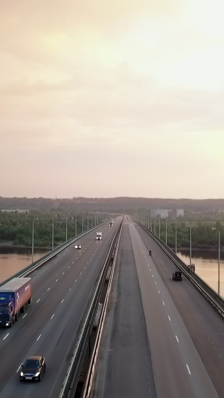 Highway bridge at sunset