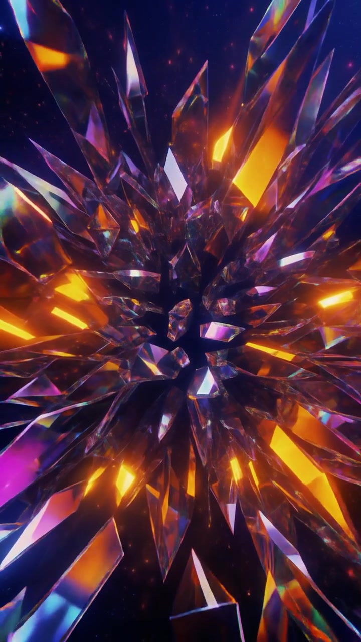 Abstract 3D Crystal Star Rotating in Deep Space