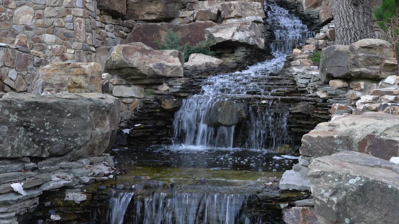 waterfall cascade on stone rocks